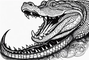 Full body Caiman with tail leg tattoo tattoo idea