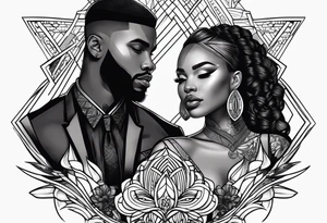 Black man and women together tattoo idea
