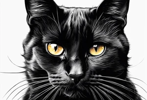 Photo realistic black cat head only facing forward tattoo idea