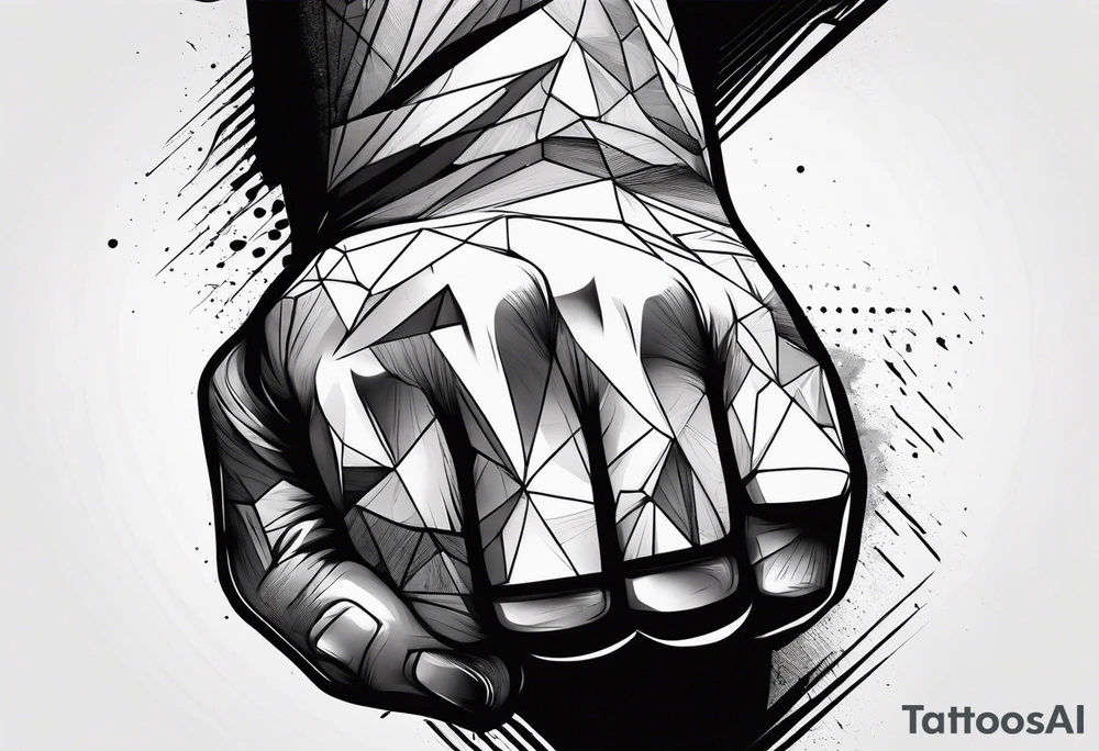 A clenched fist on the back using negative space techniques tattoo idea A clenched fist on the back using negative space techniques tattoo idea