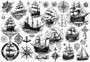 Maps, ships tattoo idea