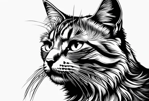 right side profile of a cat face tattoo idea