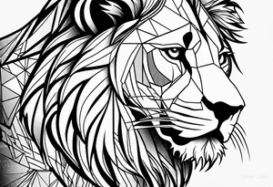 Constructing the lion’s face from geometric shapes, lines, and angles, offering a sleek and contemporary take on the traditional lion image. tattoo idea