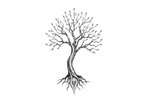 mystical tree of life with bringer of death tattoo idea