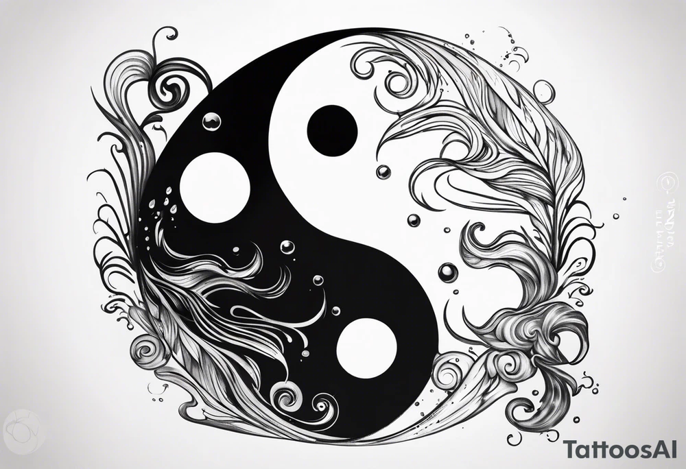 a simple yin yang symbol with water integrated tattoo idea