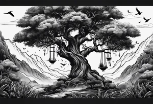 poison tree, strong, tall, birds tattoo idea