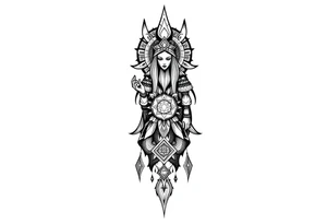 long ornament shaman and witch style mytical with ancient rhyme tattoo idea