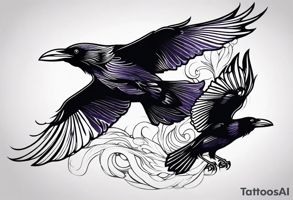 ravens in flight tattoo idea