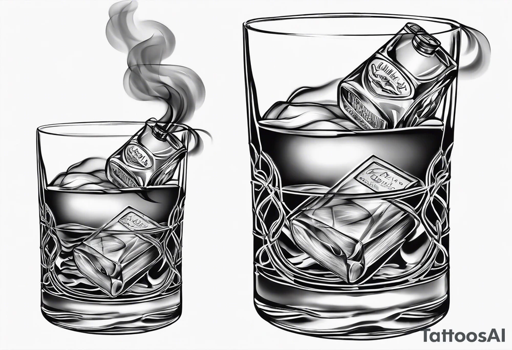 whiskey glass and a blunt smoke tattoo idea