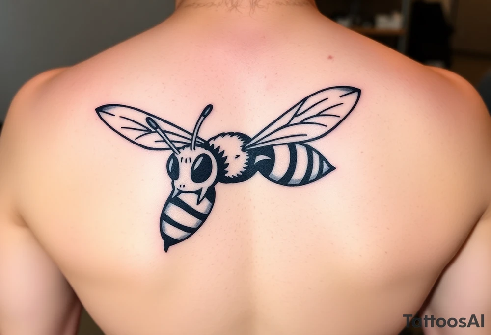 Angry hornet flying with arched body tattoo idea