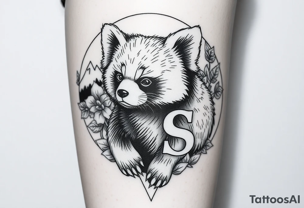 I’m after it being realistic and black and white with shading. For thigh

Having a red panda as the focal point.
The letters B and S incorporated.
Plus nods to
Harry Potter
Winnie the pooh
Avengers
Wild swimming
Mountains
Mcfly

In the back ground, waves, leaves to bring it together… tattoo idea