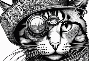 Fancy cat with monocle tattoo idea