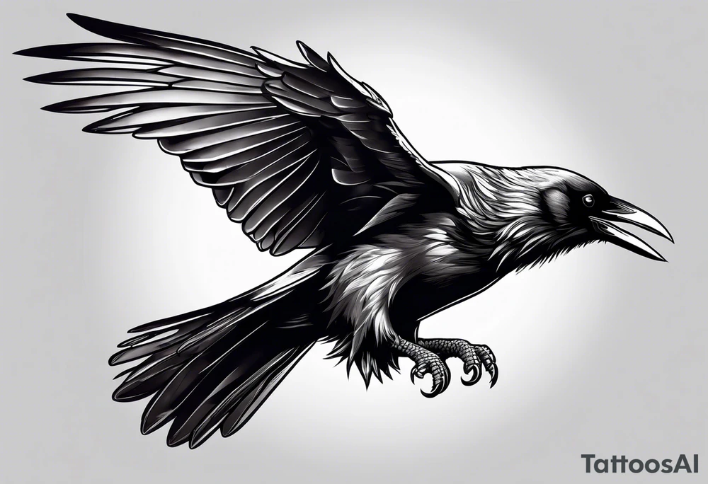raven in flight tattoo idea
