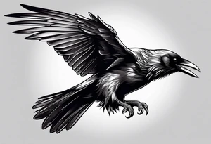 raven in flight tattoo idea