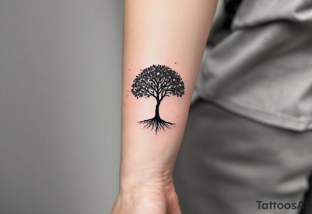 reloj de arena, arbol de la vida, universo tattoo idea