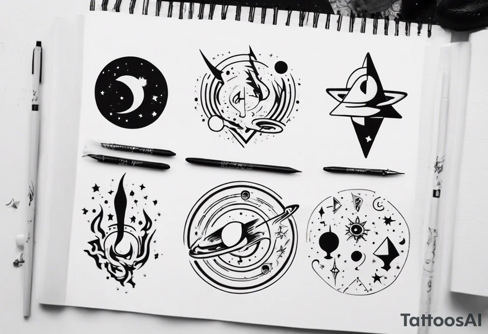 Friendship music space tattoo idea