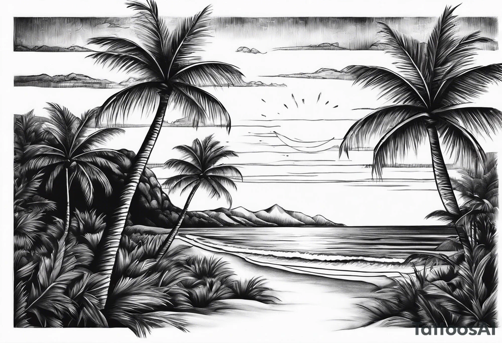 A lonely palm tree tattoo idea