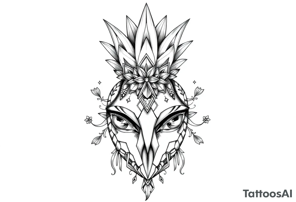 Bushy pineapple crown diamonds majestic vagina and anus tattoo idea