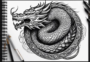 Ouroboros dragon on elbow tattoo idea