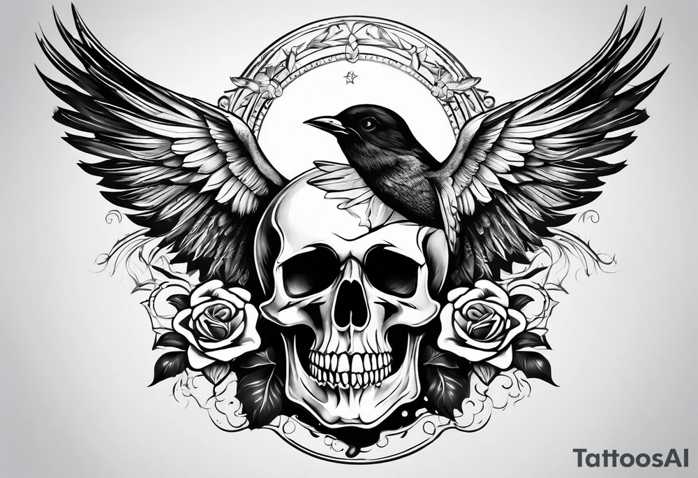 Skull and swallow tattoo idea