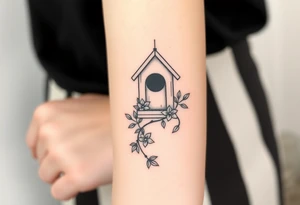 Birdhouse with flower vine tattoo idea