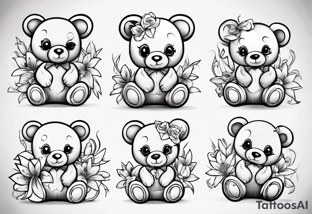 Lily teddy bear tattoo idea