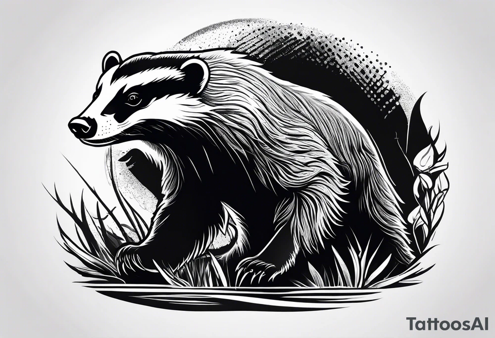 Beautiful powerful honey badger tattoo idea