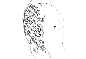 Māori style Celtic tribal knots
and bands black and white shading tattoo idea