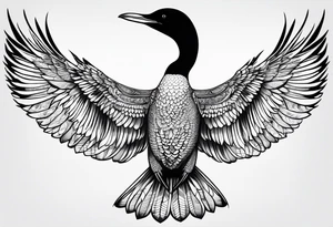 Loon stretching wings tattoo idea