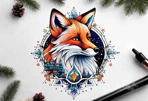 Constellation, animal fox , snowflake tattoo idea