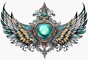 Full sternum tattoo wings wide tattoo idea