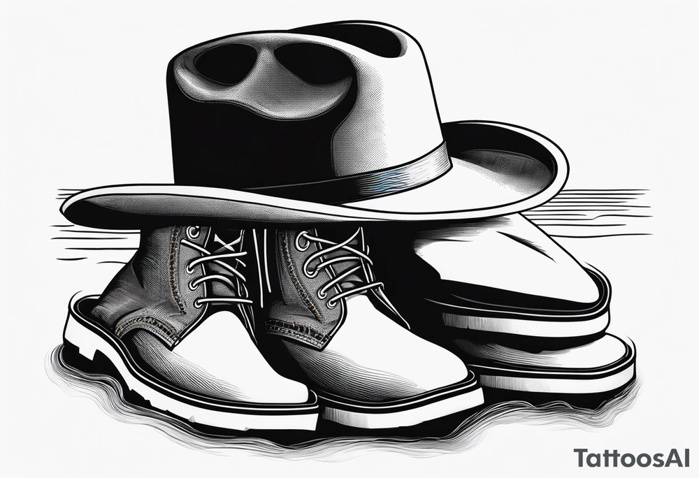 Keep it simple. One pair of timberland boots. One pair of flip flops and a cowboyhat on the Beach. tattoo idea