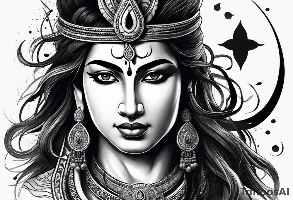 Shiva tattoo and add personality like adventure, karma , nothing is deep , positive, go with the flow tattoo idea