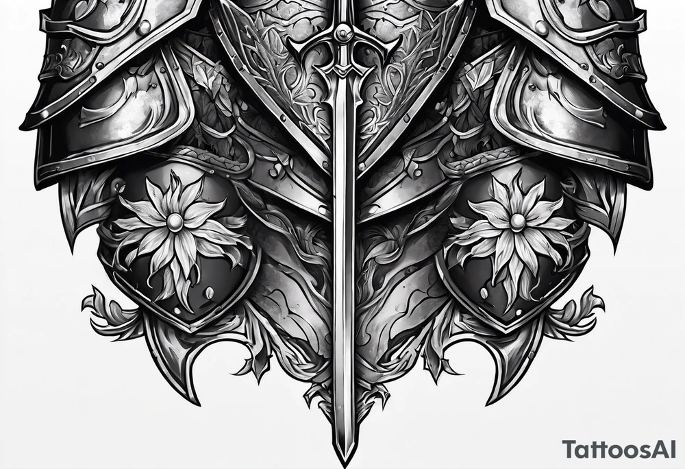 knight heavy armor surrounded tattoo idea