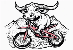 mountain, bike, bull tattoo idea