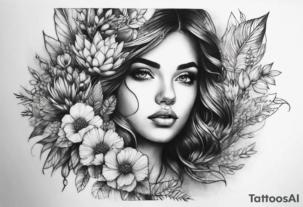 Nature dot work tattoo idea