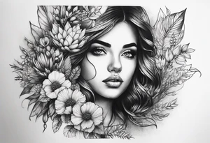 Nature dot work tattoo idea