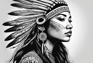 native American woman with octopus tentacles for hair tattoo idea