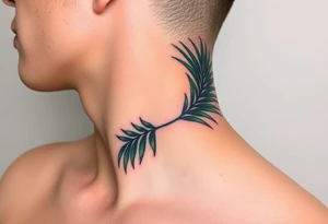 large palm leaves twisted side neck tattoo tattoo idea