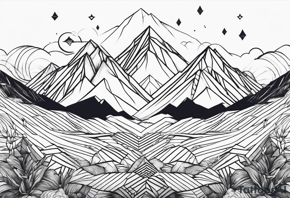 geometric mountains tattoo idea