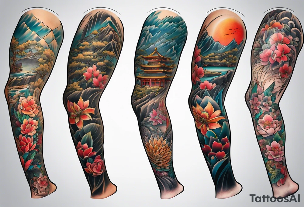 leg tattoo, full leg tattoo idea