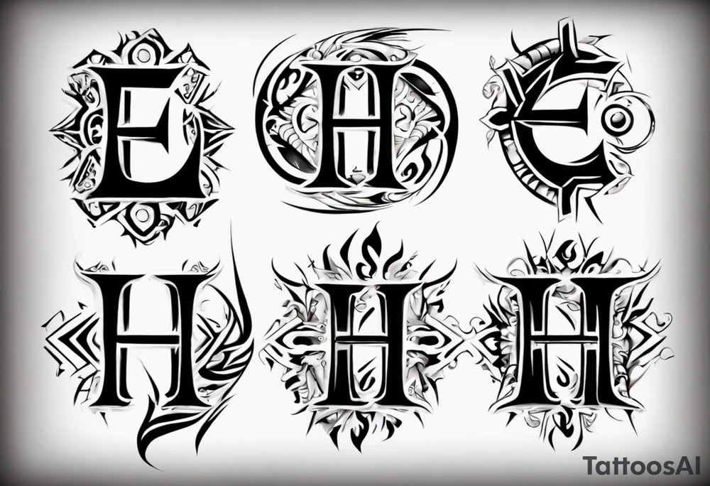 combine the letters E and H tattoo idea