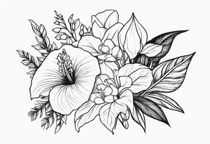 Bouquet of Flowers with anthurium and carnation tattoo idea