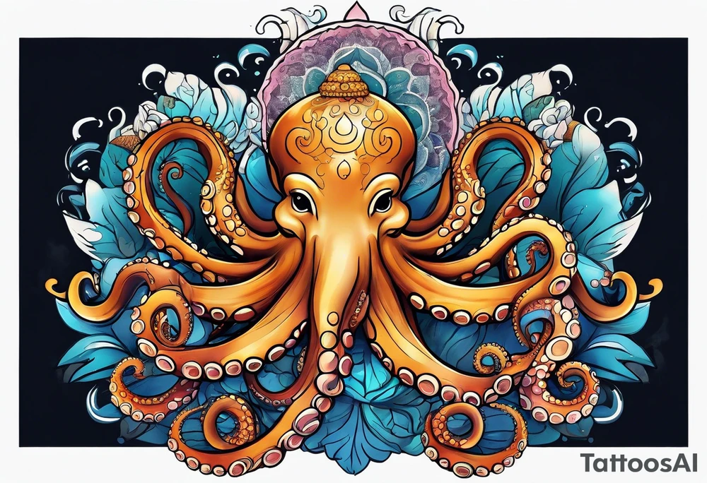 Octopus happy peaceful buddha tattoo idea