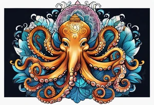 Octopus happy peaceful buddha tattoo idea