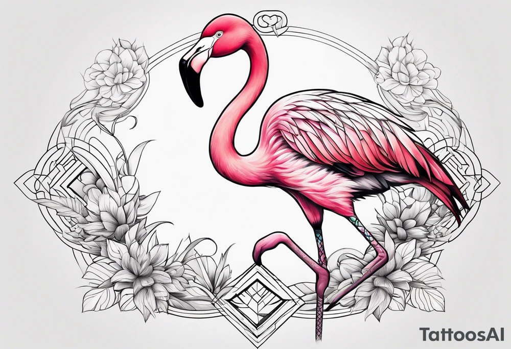 cute flamingo tattoo idea