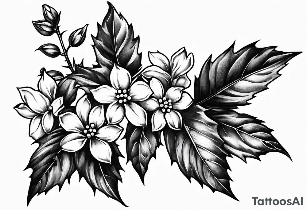 holly flower stem no flower tattoo idea