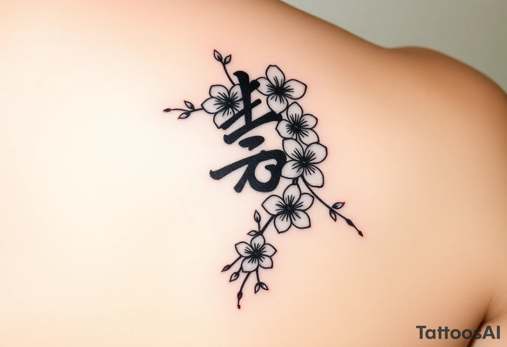 im putting this on the side of my forearm. can you sketch this vertically "猿も木から落ちる" and draw some cherry blossoms intertwining or vines. Can you also make a version where theres a cherry blossom in one corner and another one in another corner tattoo idea