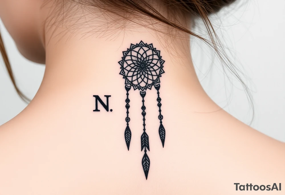 Nia letters with a dreamcatcher tattoo idea