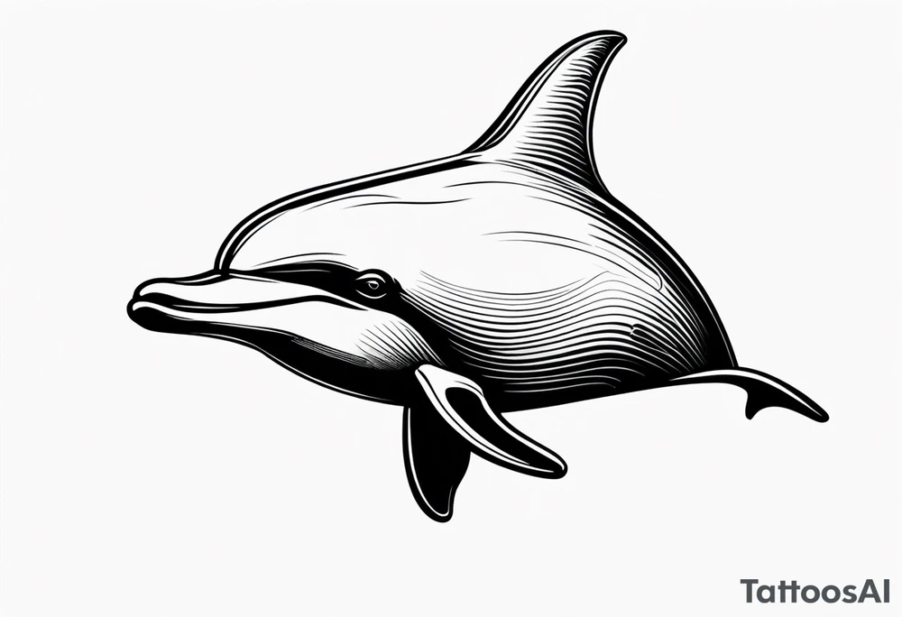 One dolphin wearing a party hat. Small design. tattoo idea